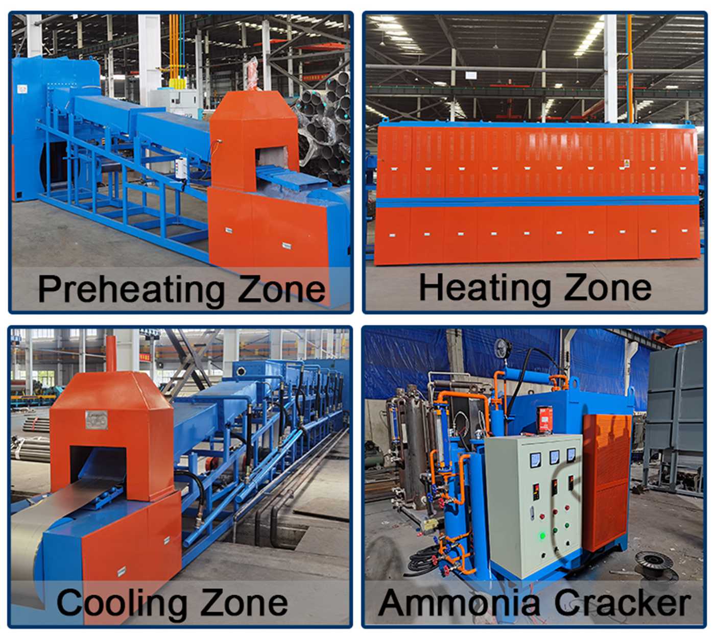 Continuous atmosphere controlled annealing furnace for stainless steel fittings