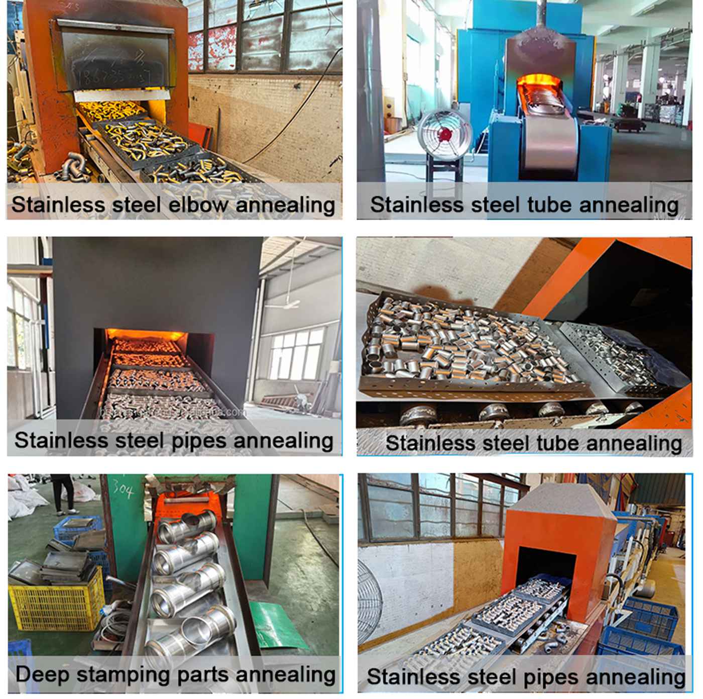 Continuous atmosphere controlled annealing furnace for stainless steel fittings