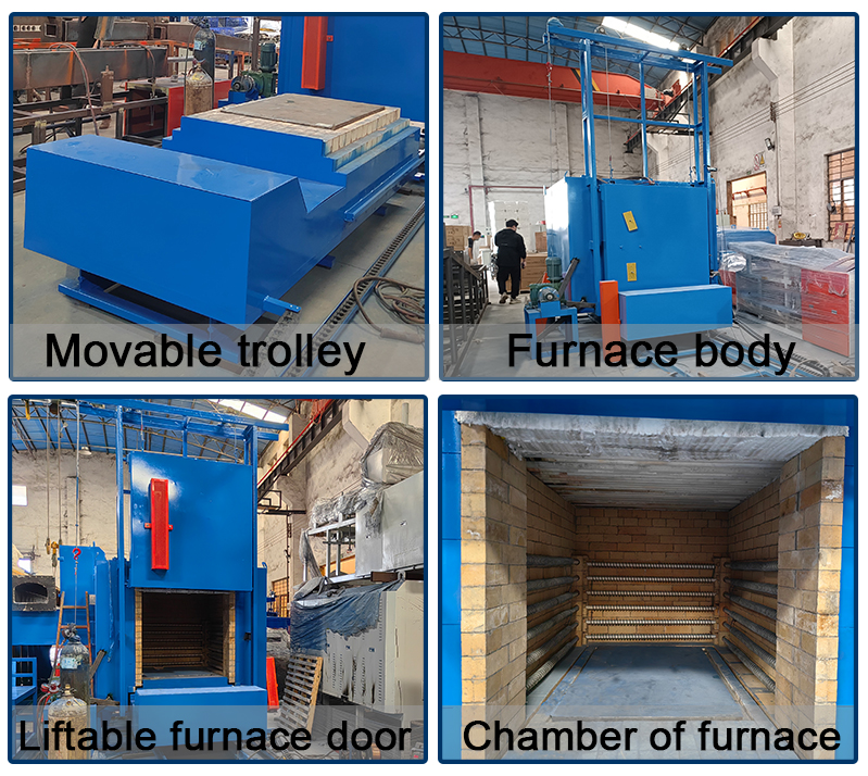 Trolley type quenching and annealing furnace for casting parts